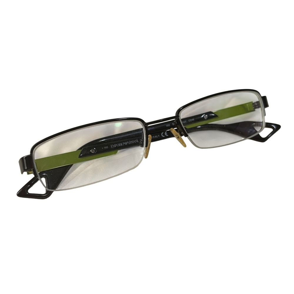 Emporio Armani EA 9521 CDW Black Lime Green Semi Rimless Rectangle Eyeglasses
